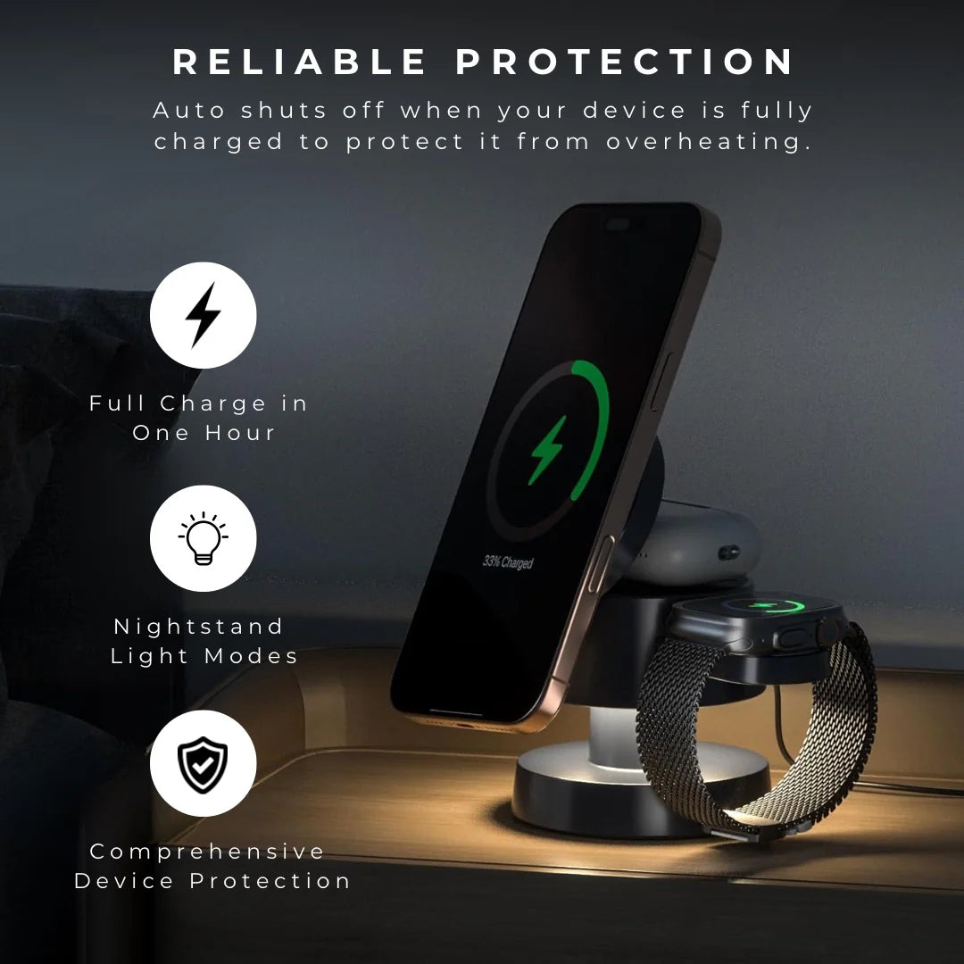 5 in 1 Wireless Fast Magnetic Charger With Smart Light.