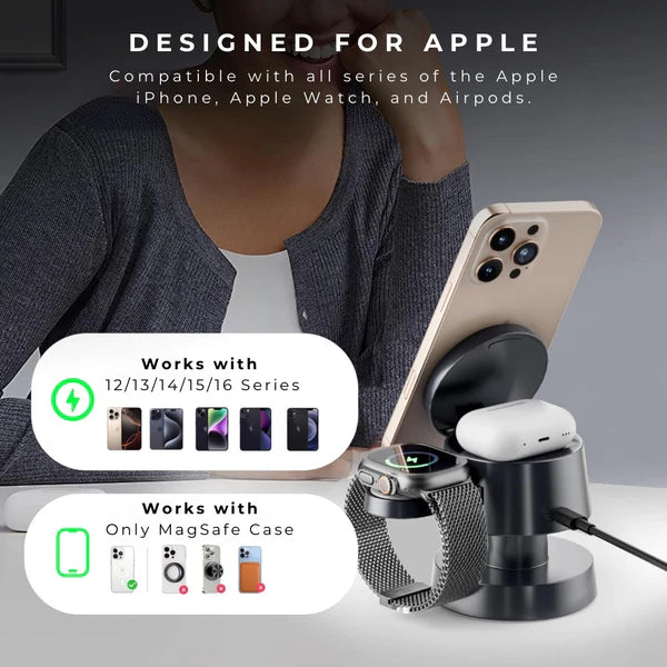 5 in 1 Wireless Fast Magnetic Charger With Smart Light.